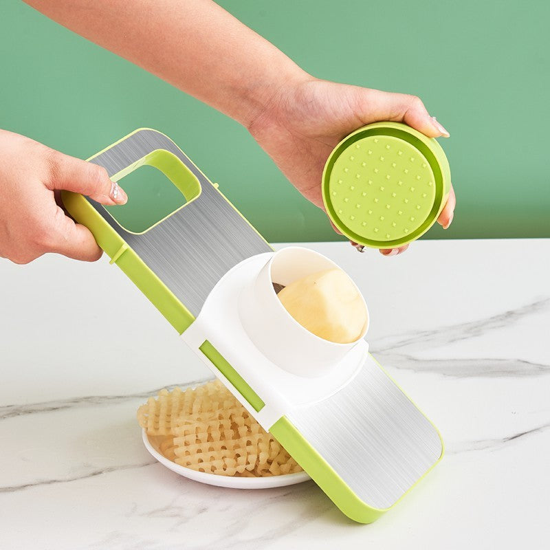 Stainless Steel Vegetable Chopper with 5 Interchangeable Blades – Multifunctional Slicer & Grater for Kitchen Use