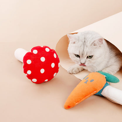 Plush Mushroom Cat Chew Toy with Catnip – Best Cat Chew Toy for Clean Teeth & Play
