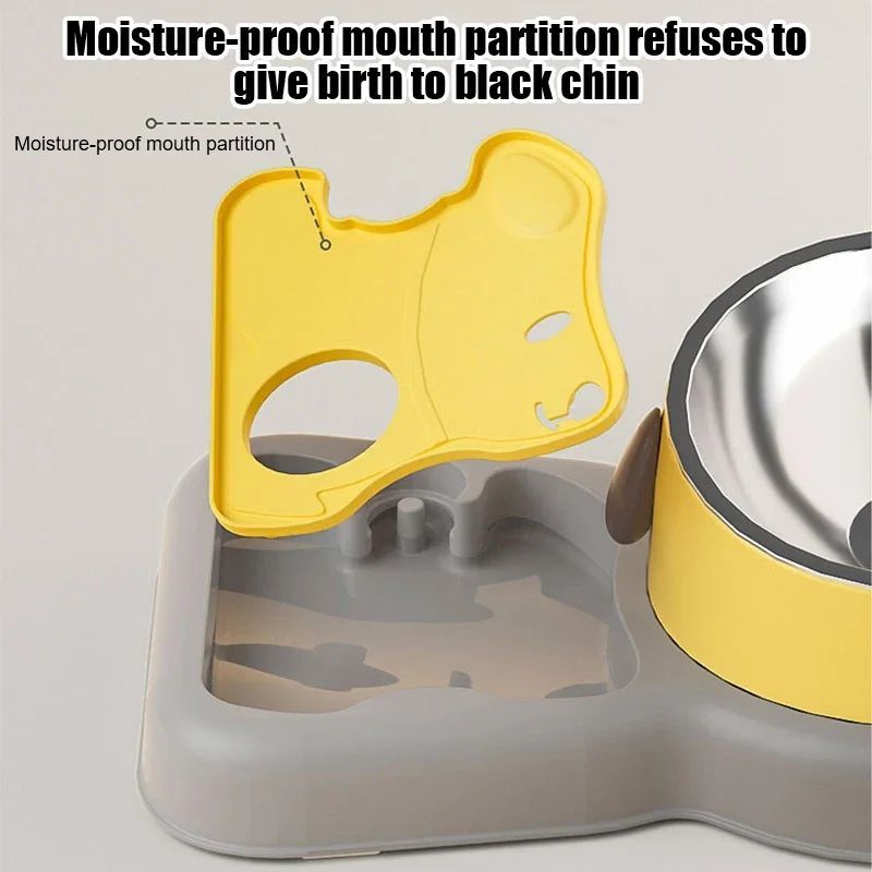 2-in-1 Tilted Pet Feeder Bowl with Automatic Water Dispenser – Neck Protection Feeding Station for Cats & Small Dogs