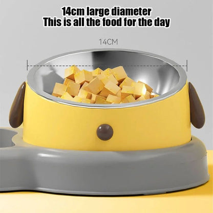 2-in-1 Tilted Pet Feeder Bowl with Automatic Water Dispenser – Neck Protection Feeding Station for Cats & Small Dogs