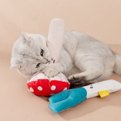Plush Mushroom Cat Chew Toy with Catnip – Best Cat Chew Toy for Clean Teeth & Play