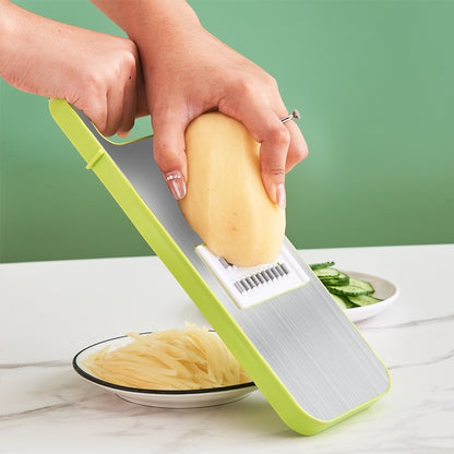Stainless Steel Vegetable Chopper with 5 Interchangeable Blades – Multifunctional Slicer & Grater for Kitchen Use