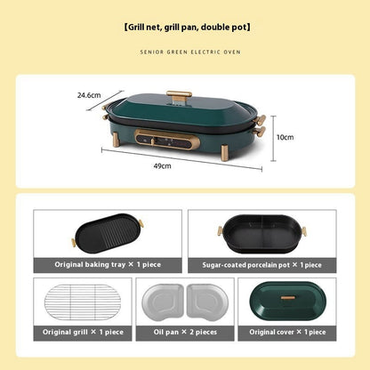 Multifunctional Electric Baking Pan with Hot Pot – Smoke-Free BBQ Grill & Roast Plate