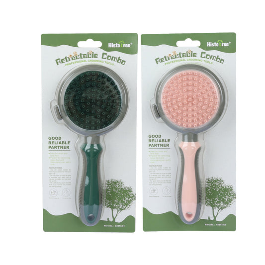 Double-Sided Pet Self Cleaning Slicker Brush – Gentle Hair Removal & Massage Brush for Dogs & Cats