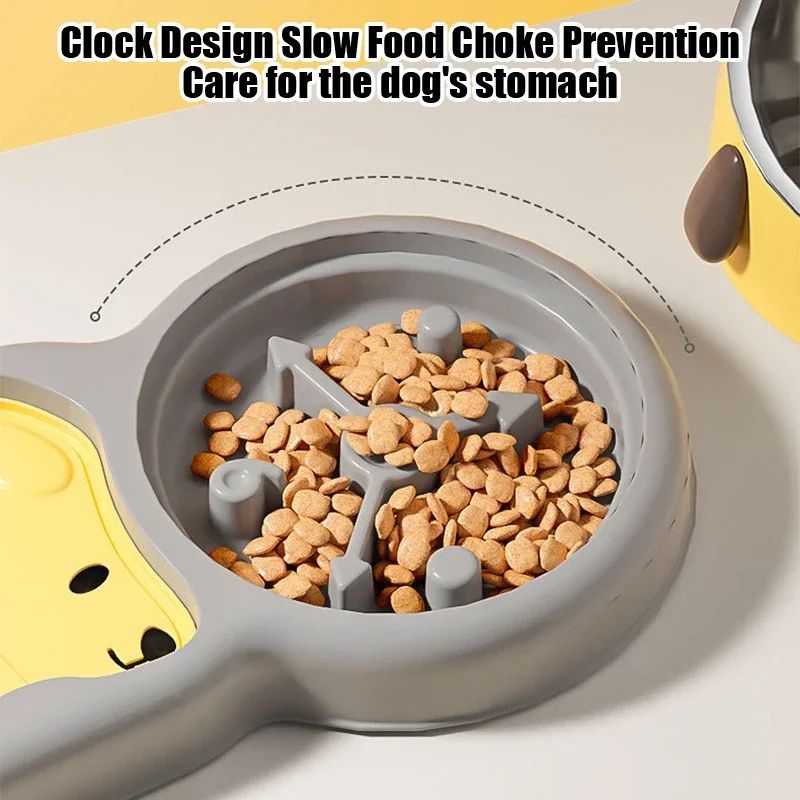 2-in-1 Tilted Pet Feeder Bowl with Automatic Water Dispenser – Neck Protection Feeding Station for Cats & Small Dogs