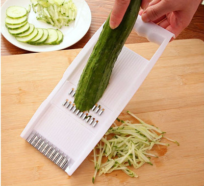 Stainless Steel Vegetable Chopper with 5 Interchangeable Blades – Multifunctional Slicer & Grater for Kitchen Use