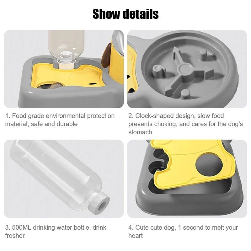 2-in-1 Tilted Pet Feeder Bowl with Automatic Water Dispenser – Neck Protection Feeding Station for Cats & Small Dogs