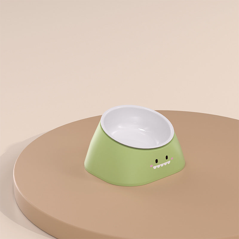 15° Tilted Stainless Steel Cat Bowl – Elevated Cat Bowl with Stand for Cervical Spine Protection