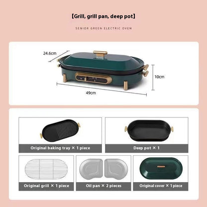 Multifunctional Electric Baking Pan with Hot Pot – Smoke-Free BBQ Grill & Roast Plate