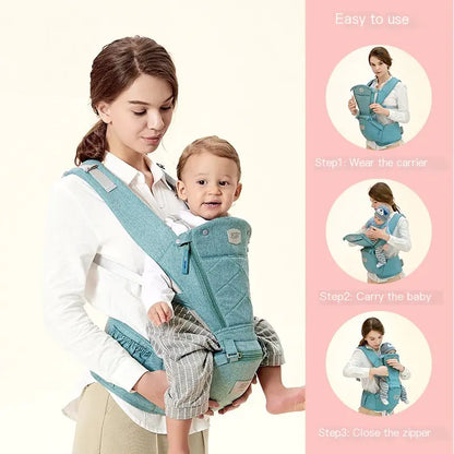 Baby Carrier with Bass Bear Hip Seat – Ergonomic Front Carry Baby Carrier Wrap