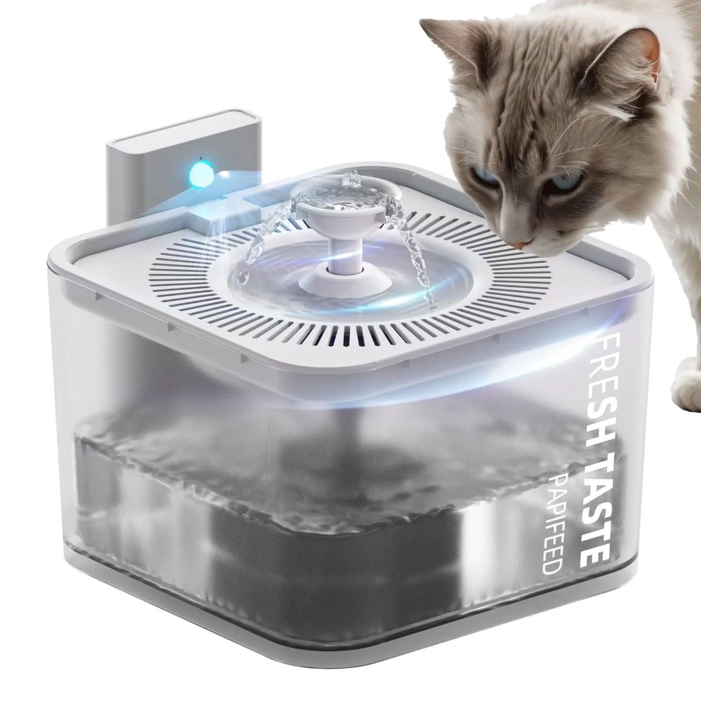 PAPIFEED Rechargeable Cat Water Fountain – 3L Wireless Automatic Pet Drinking Fountain with Motion Sensor
