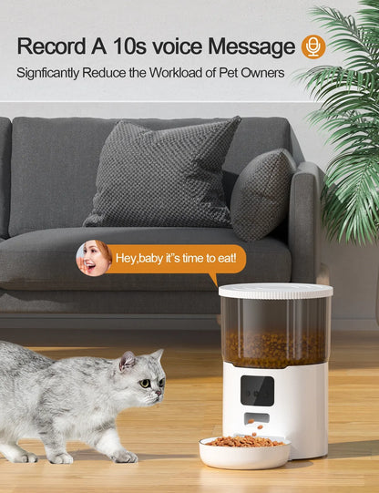Smart Automatic Pet Feeder for Cats & Dogs – 4L WiFi Programmable Food Dispenser with USB