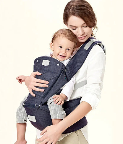 Baby Carrier with Bass Bear Hip Seat – Ergonomic Front Carry Baby Carrier Wrap